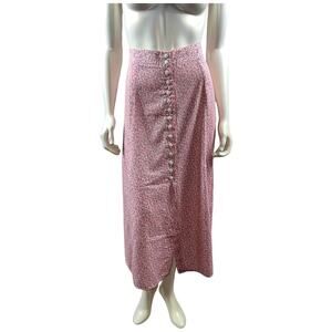 Vintage 90s Jordan Ross Long Floral Skirt Pink & White Size 14 Cottagecore Boho